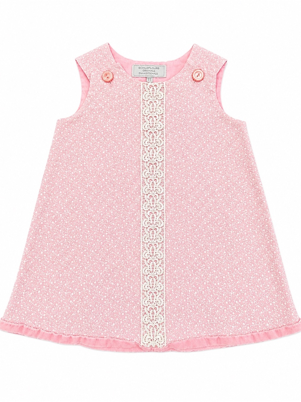 Wildflowers Lace-Trim Pink Sleeveless A-Line Dress for Girls